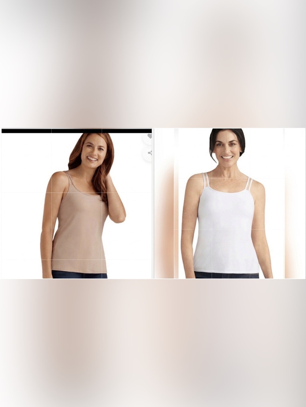 TWO Amoena Valletta Mastectomy Camisole Shelf Bra Tank 10 NWT Nude White